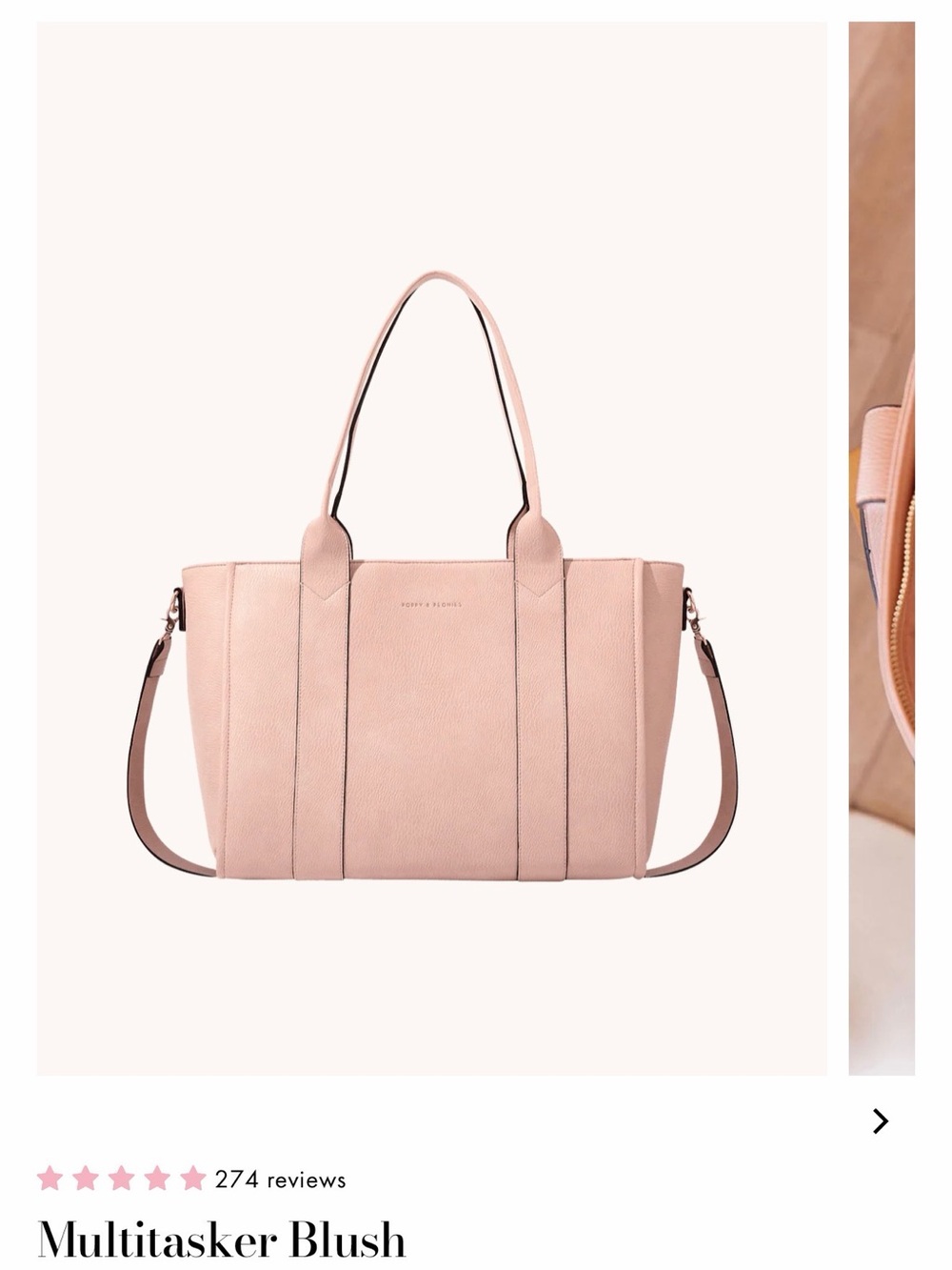 NWT Poppy and Peonies Multitasker Tote Bag - Blush